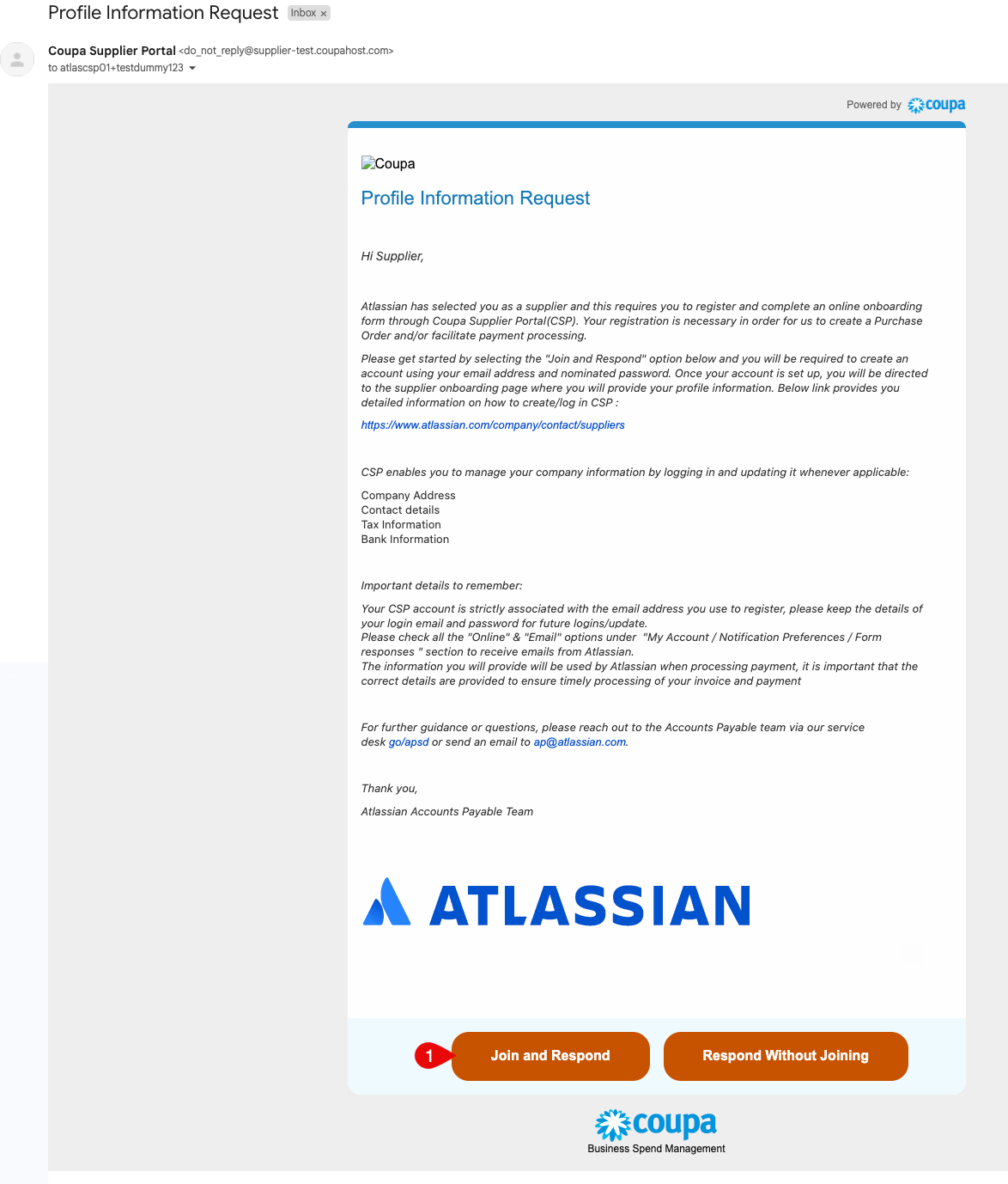 Atlassian Profile Information Request Action Required email
